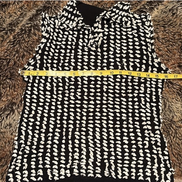 Issey Miyake Haat Heart 90s Black & White Textured Sleeveless Collar Top sz S - Picture 5 of 5